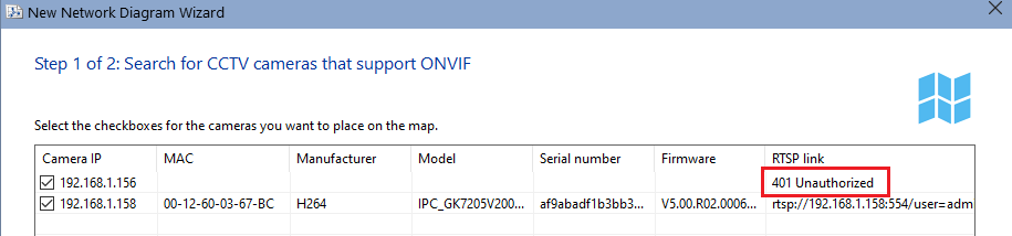 scanning the network and searching for ip cameras using the onvif protocol
