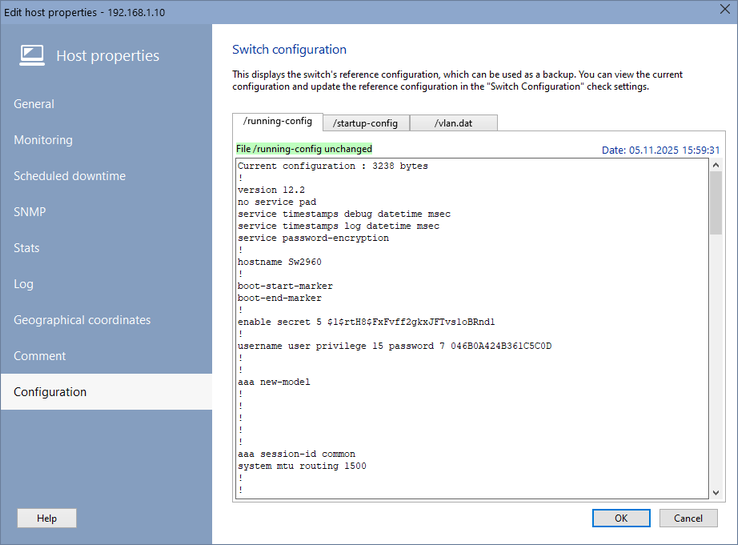 switch configuration monitoring and backup