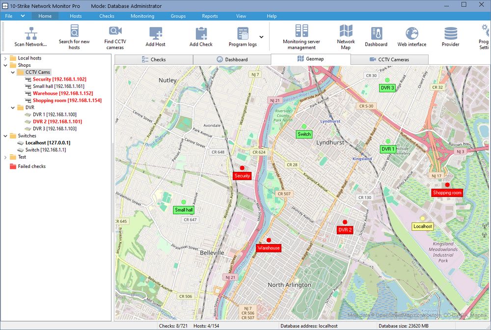 Using Geo Maps as Background for Network Host Monitoring