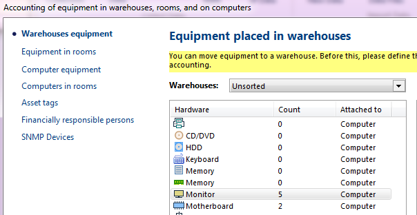 warehouse accounting